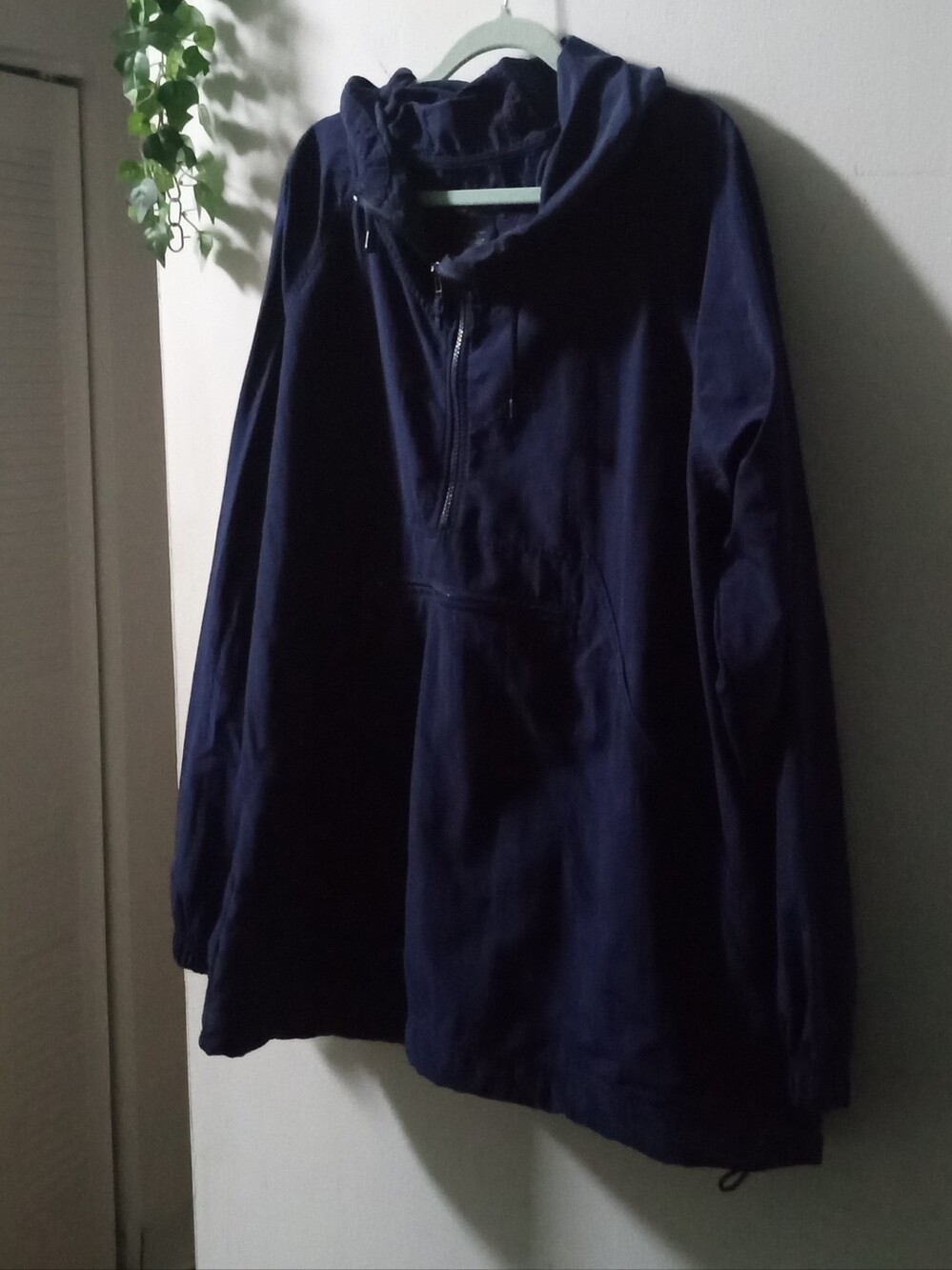 Lands' End Navy Half-Zip Hooded Windbreaker